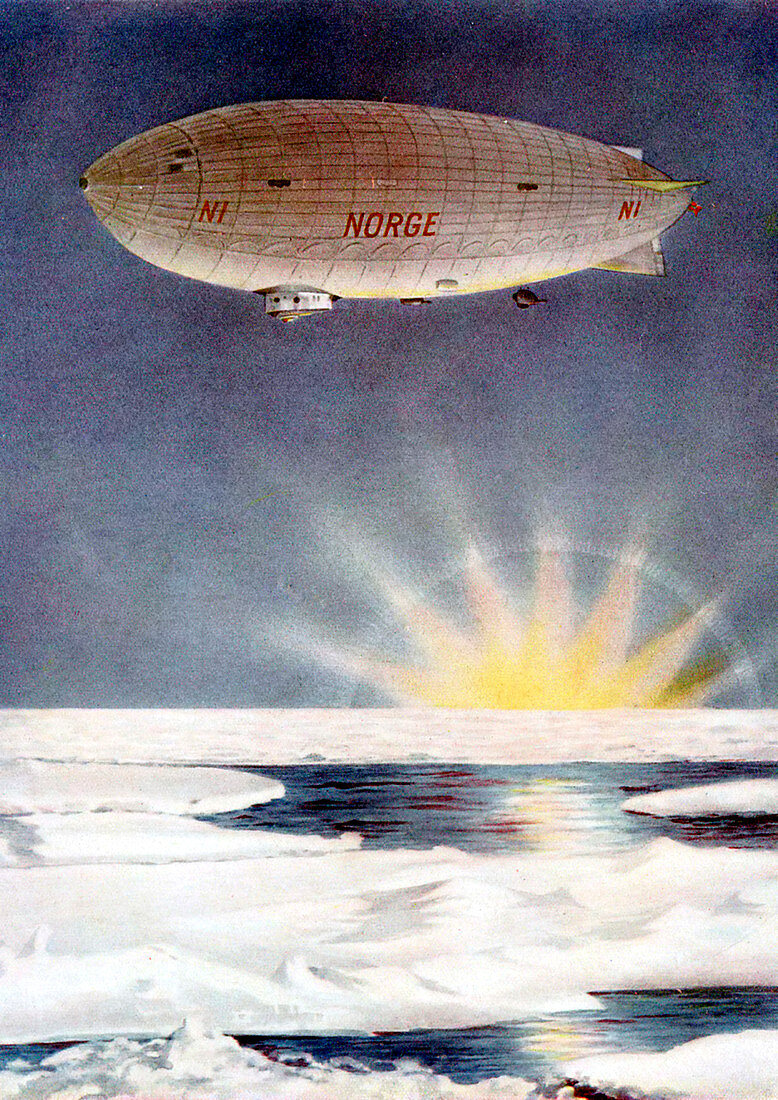 Amundsen's airship, the 'Norge', over the North Pole, 1926