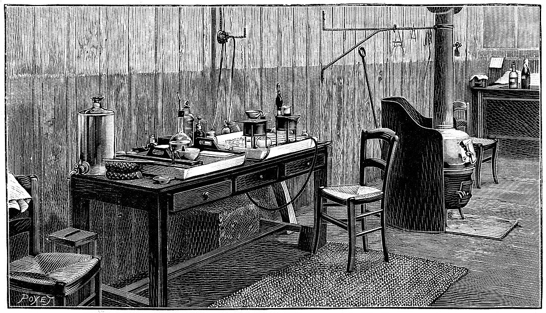 A corner of Pierre and Marie Curie's laboratory, Paris, 1904