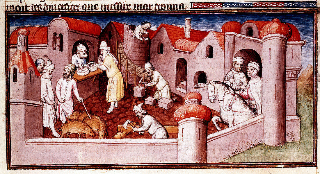 Scene from Marco Polo's Book of Marvels, early 15th century