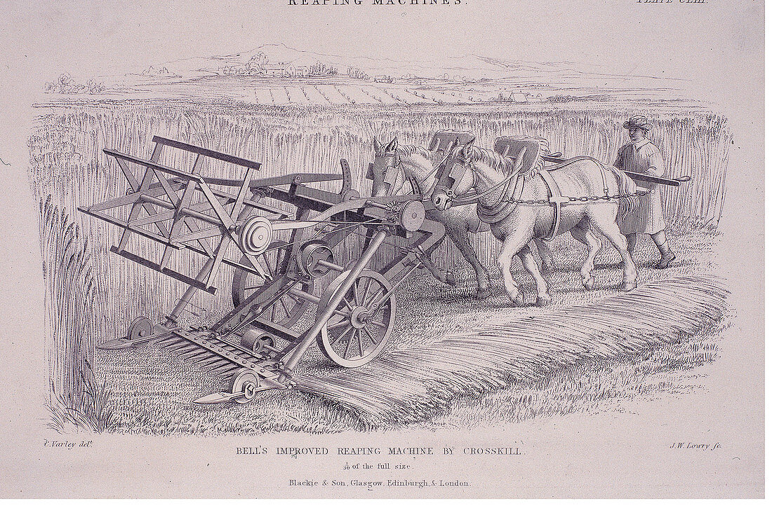 Bell's improved reaping machine by Crosskill, c1840s
