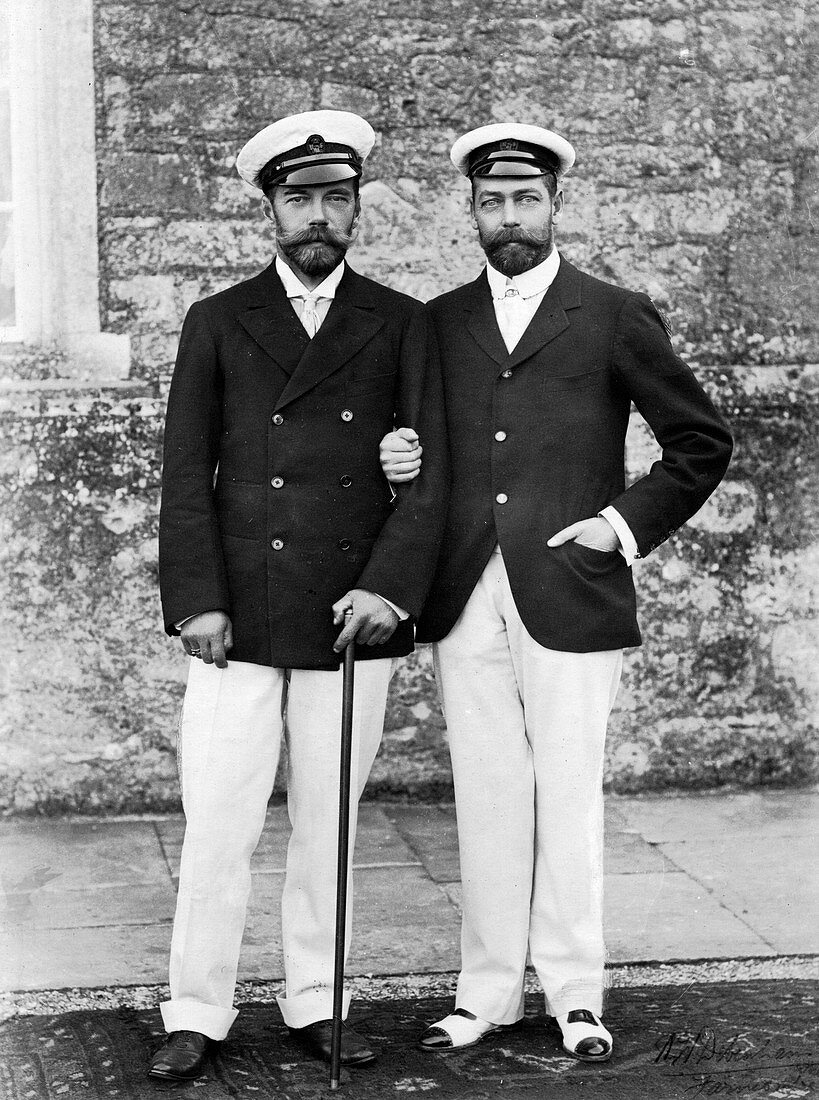 Tsar Nicholas II of Russia and King George V of Britain