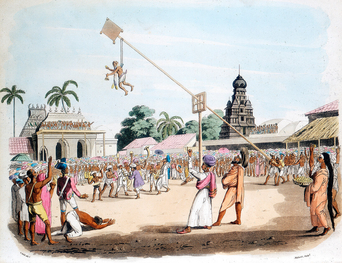 Ceremony honouring Mariatale, goddess of smallpox, India