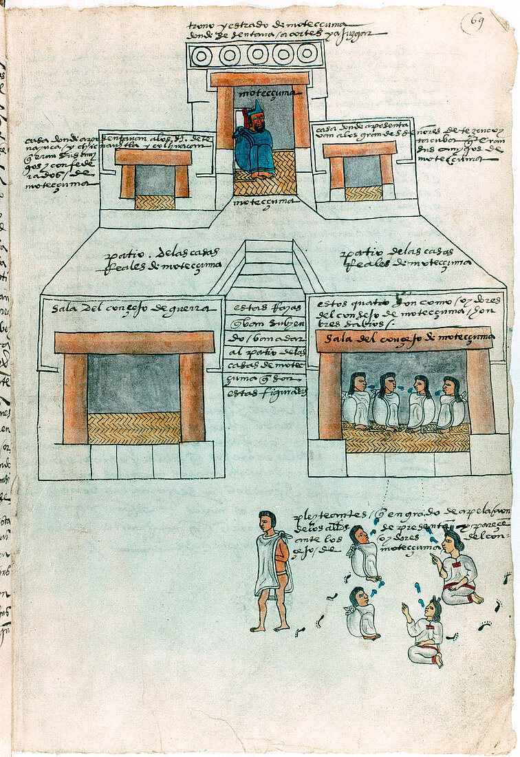 Montezuma II, last Aztec emperor, in his palace