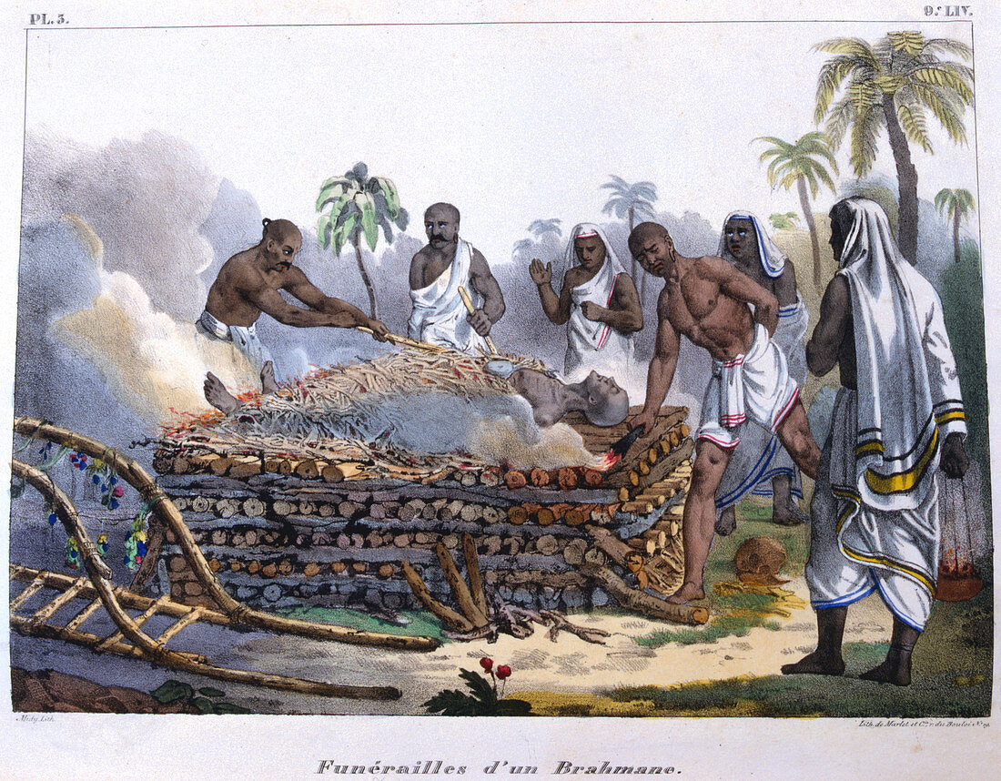 Brahmin funeral, India, mid 19th century