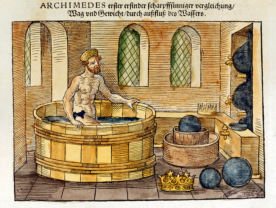 Archimedes in his bath, 1547
