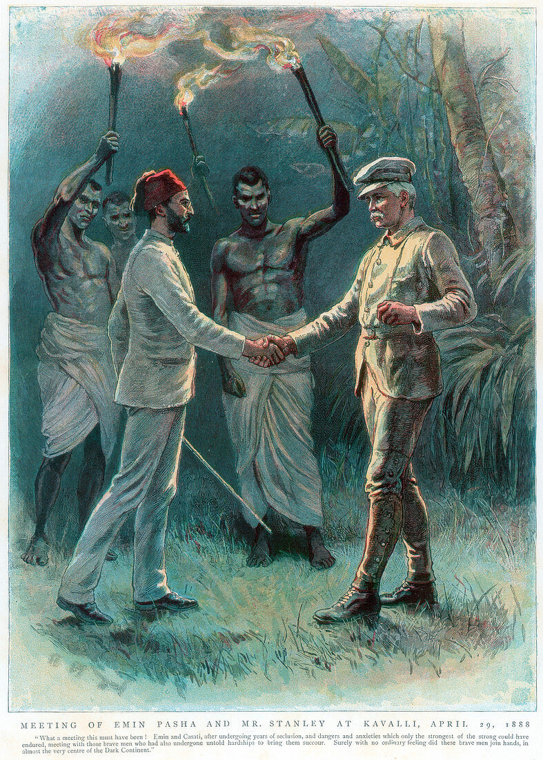 Henry Morton Stanley, Welsh explorer, meeting Emin Pasha