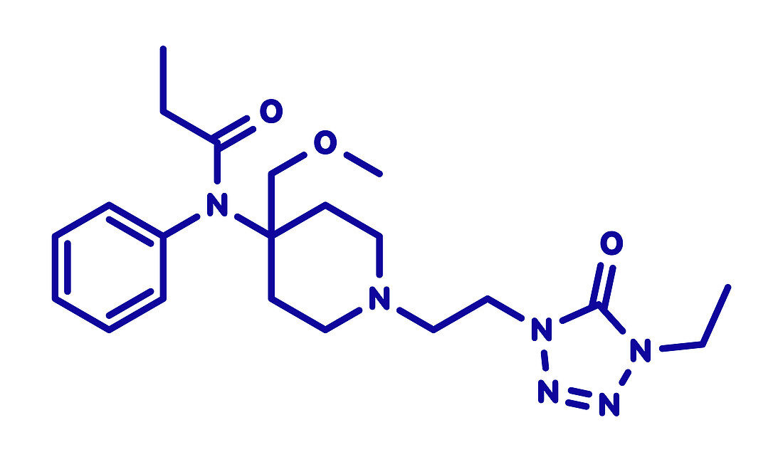 Alfentanil opioid analgesic drug molecule