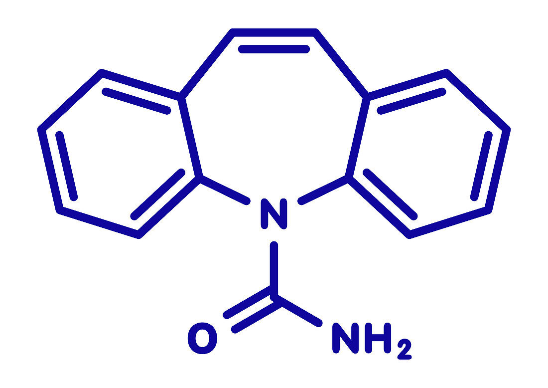 Carbamazepine anticonvulsant drug molecule
