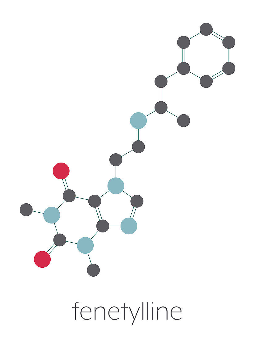 Fenetylline stimulant drug molecule