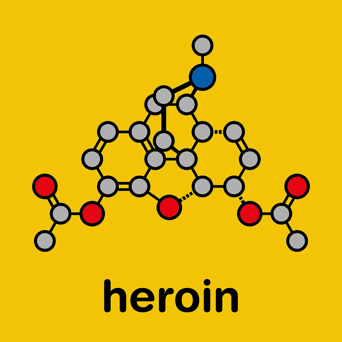 Heroin opioid drug molecule