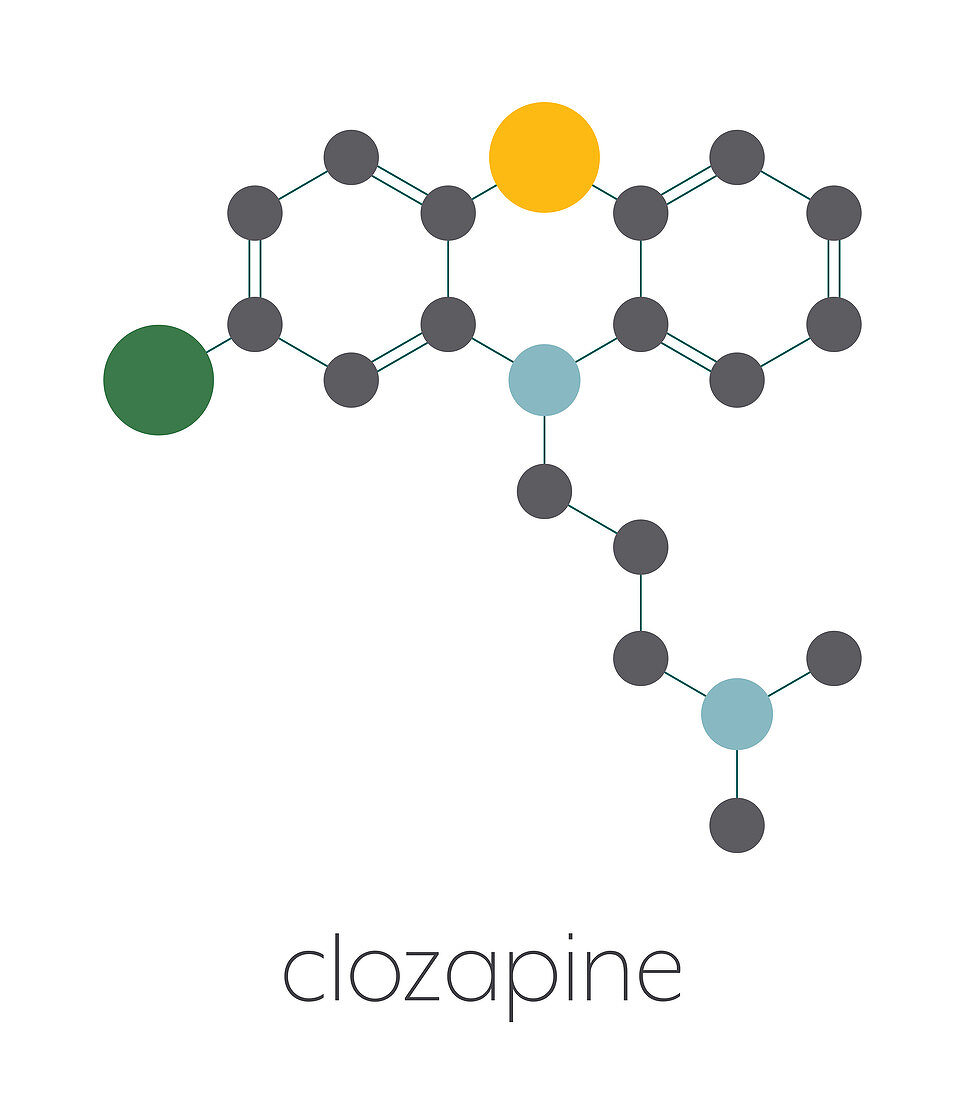 Clozapine atypical antipsychotic drug molecule