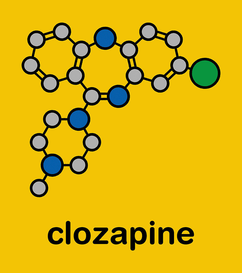 Clozapine atypical antipsychotic drug molecule