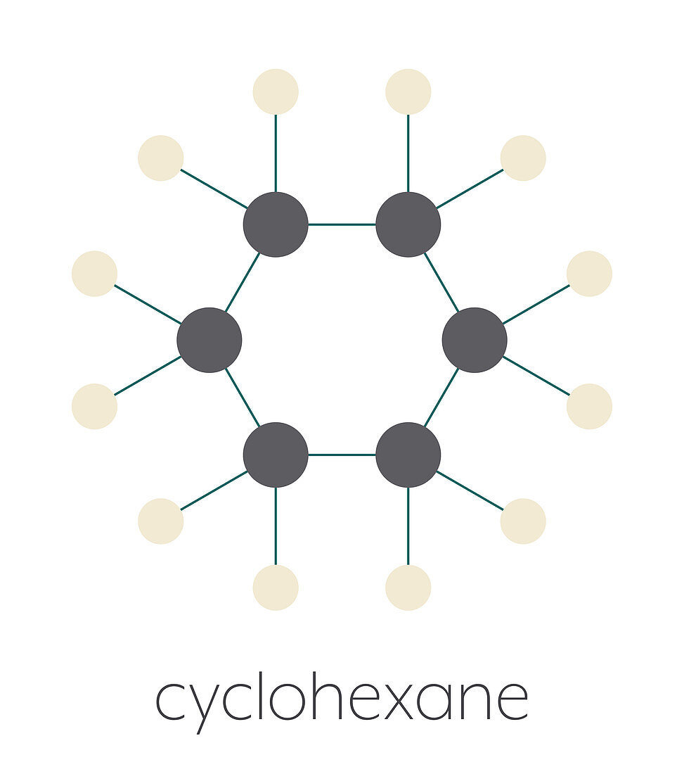 Cyclohexane chemical solvent molecule