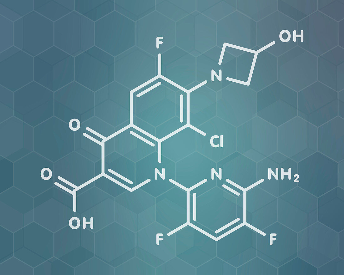 Delafloxacin antibiotic drug molecule