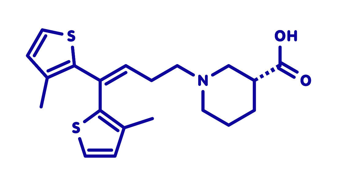 Tiagabine epilepsy drug molecule