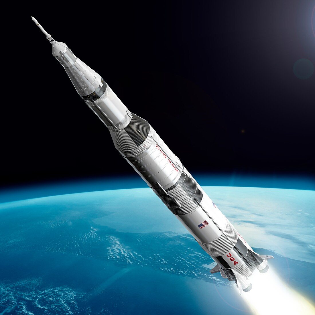 Saturn V rocket launch, illustration