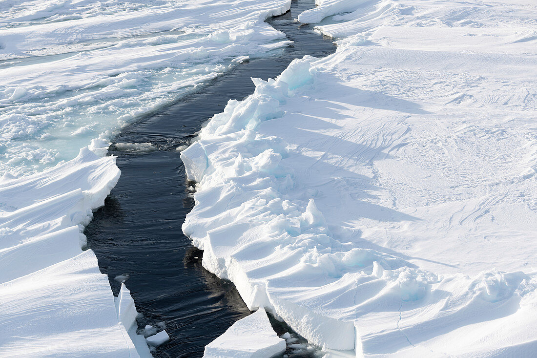 Icebreaking trail through Antarctic sea ice