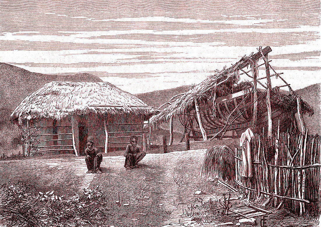 Boat-building on New Caledonia, 19th century