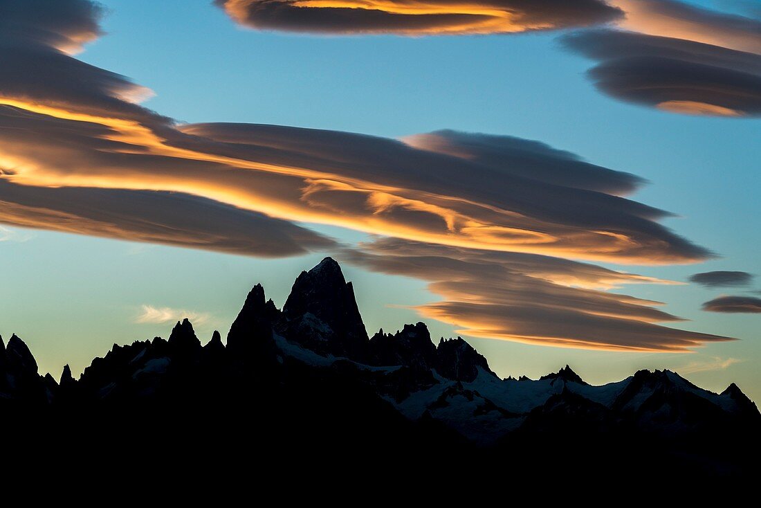 Lenticular clouds over the Fitz Roy Massif, Argentina