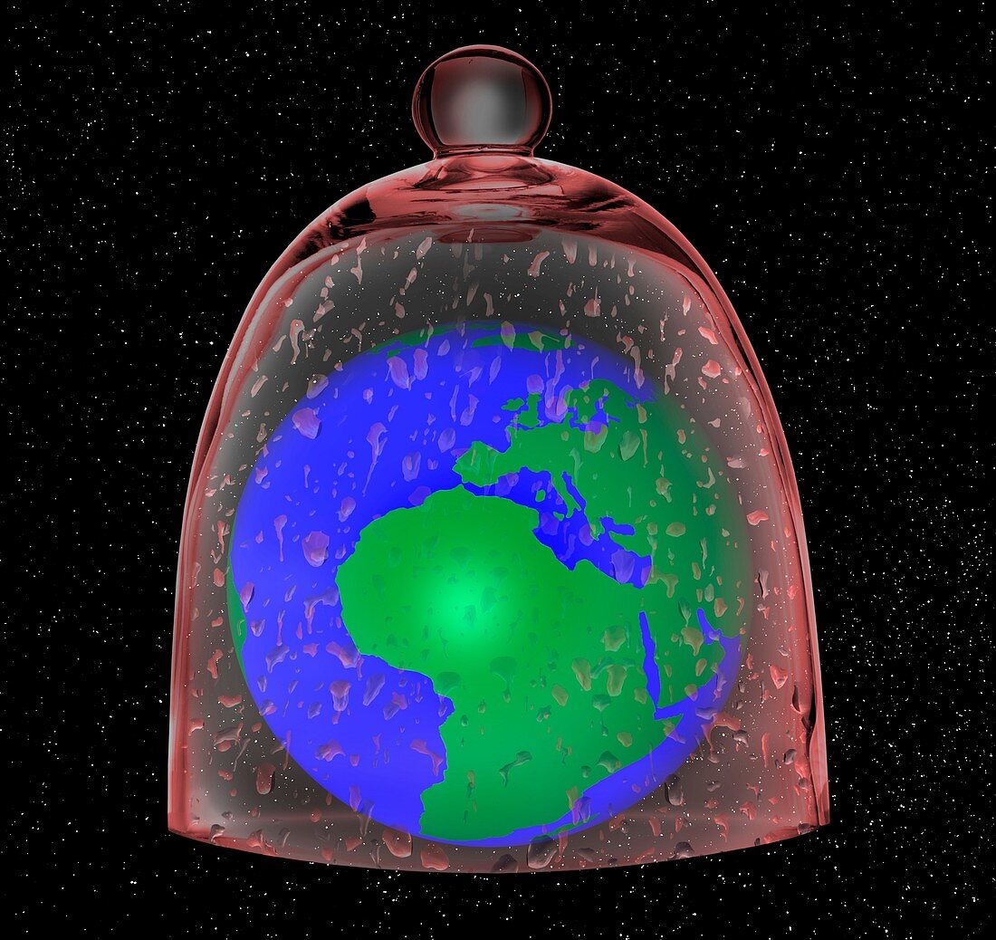 Planet earth in bell jar, illustration