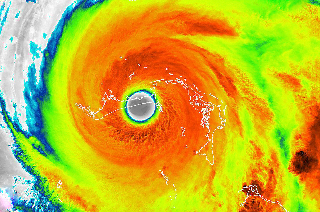 Hurricane Dorian over the Bahamas, infrared satellite image