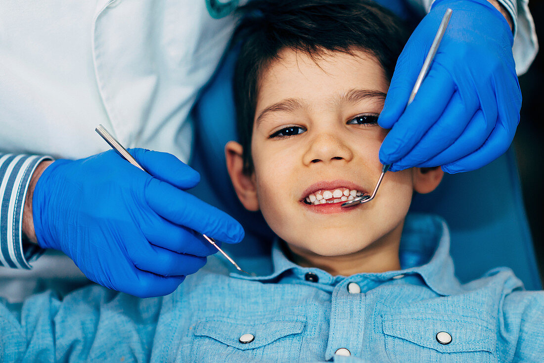 Young boy having dental check-up