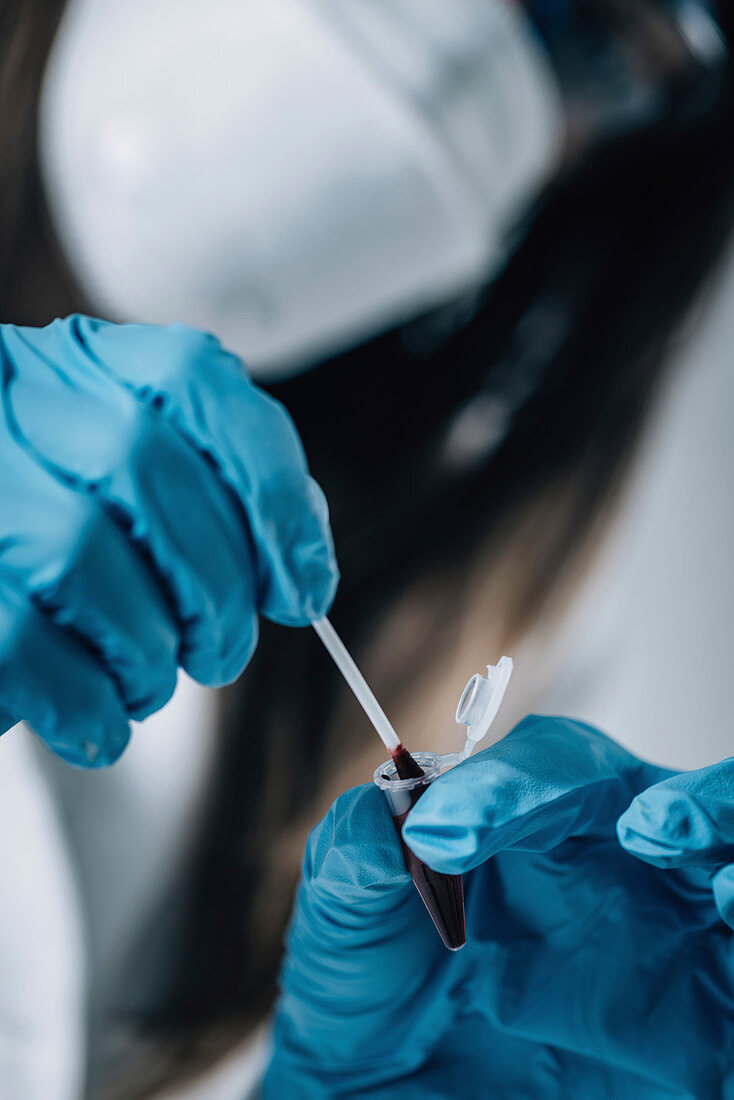 Forensics expert examining crime scene evidence