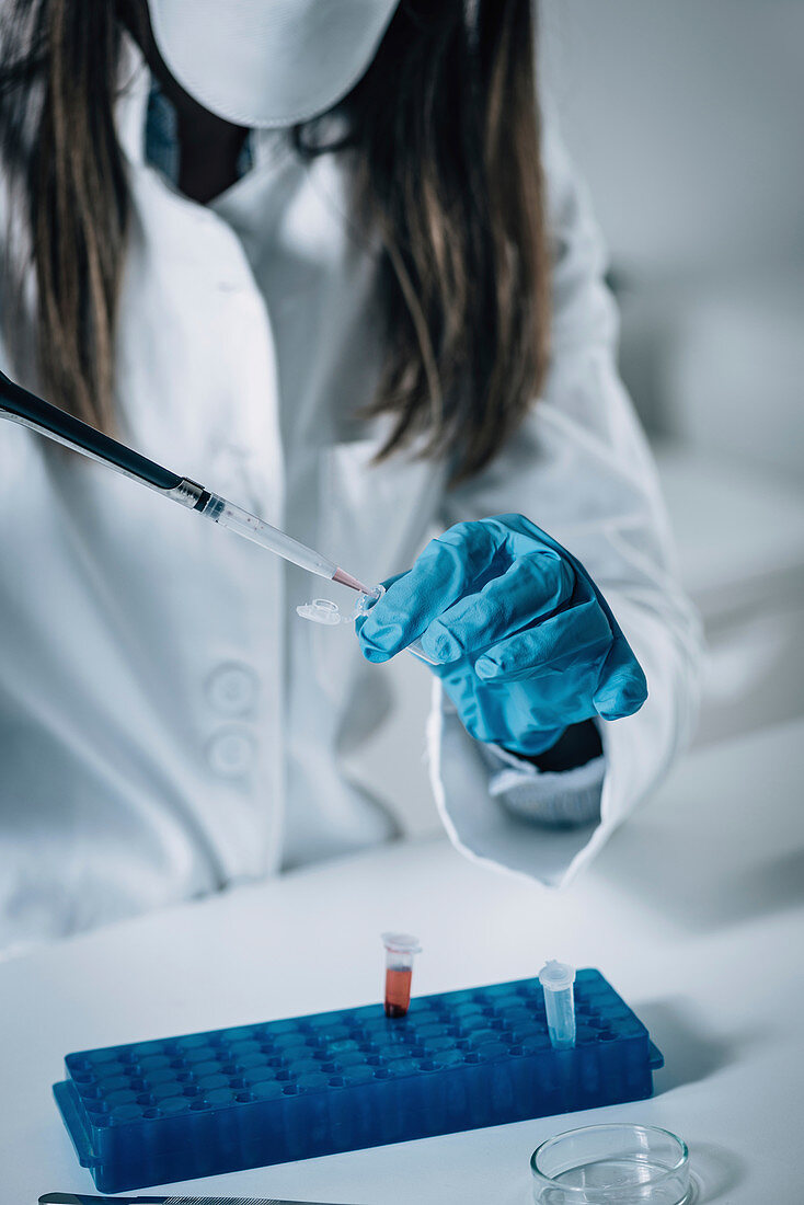 Forensics expert examining crime scene evidence