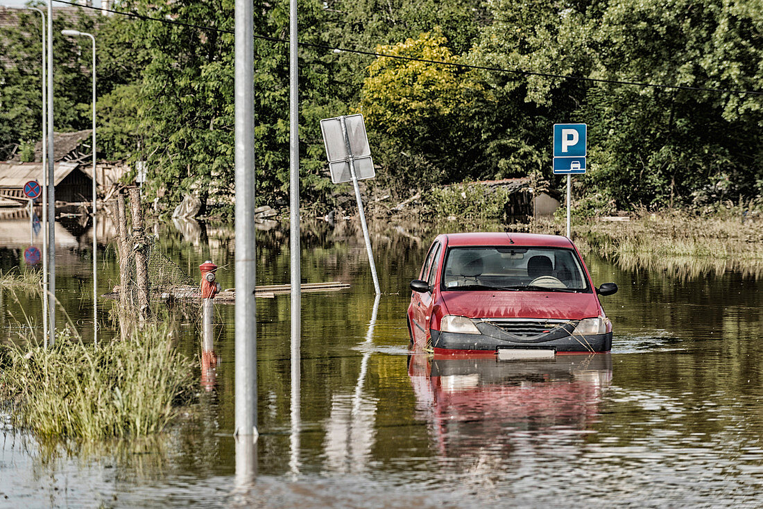 Flooded town