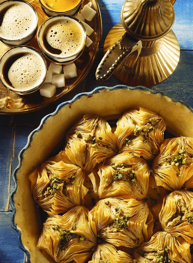 Baklava (filo pastry with syrup and nut filling)