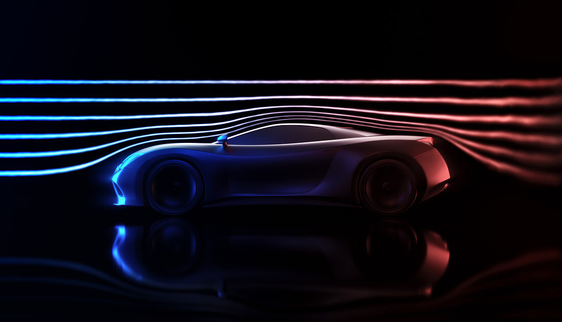 Aerodynamic sports car, illustration