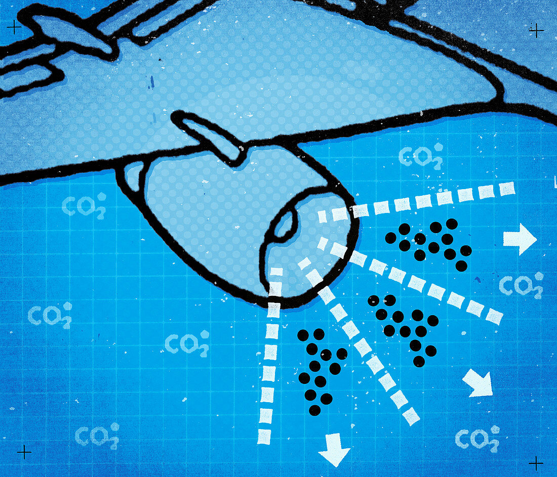 Aeroplane carbon emissions, illustration