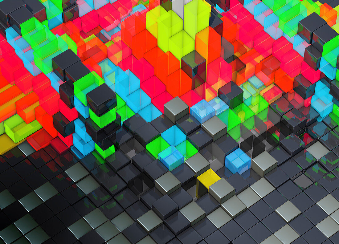 Abstract bright blocks, illustration