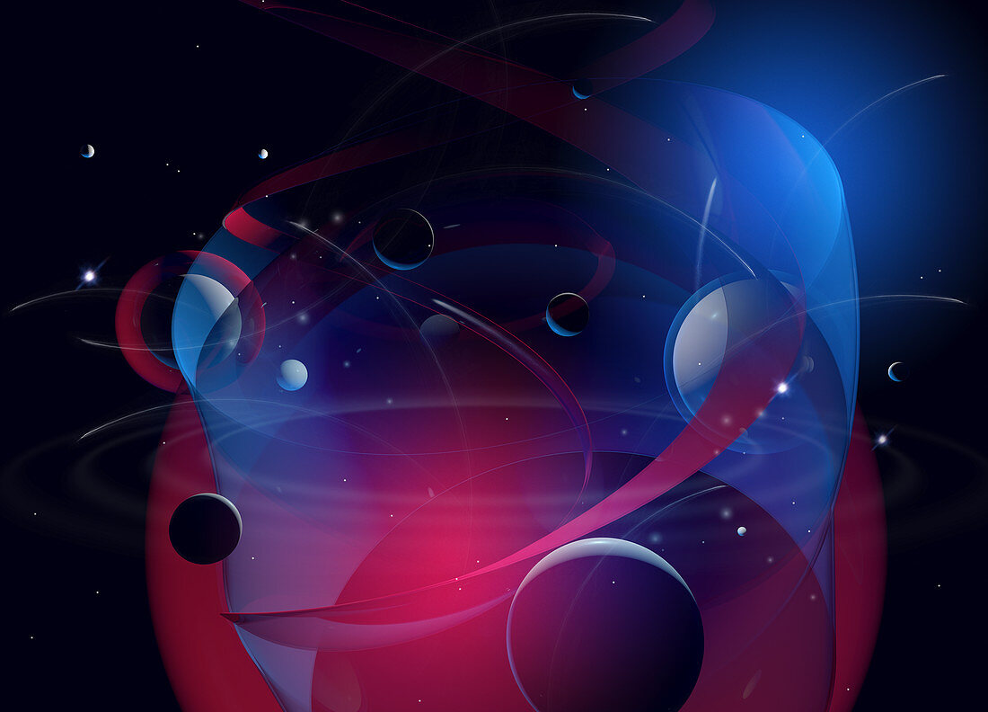 Planets and stars, abstract illustration