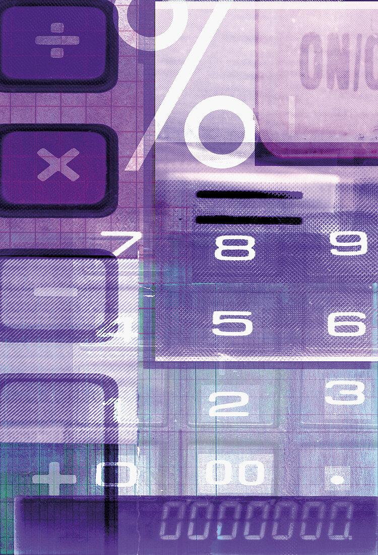 Collage of calculator symbols, illustration