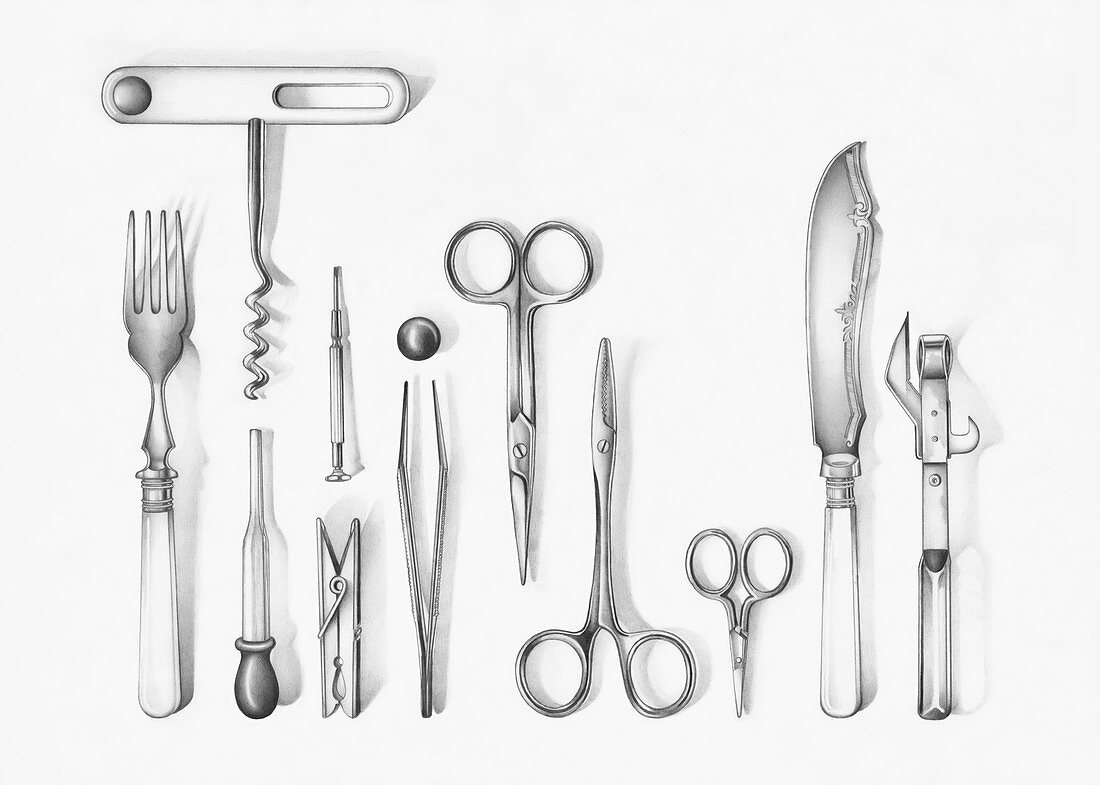 Variety of implements, illustration