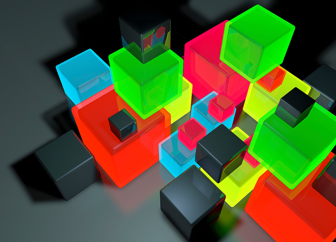 Stacked cubes, illustration