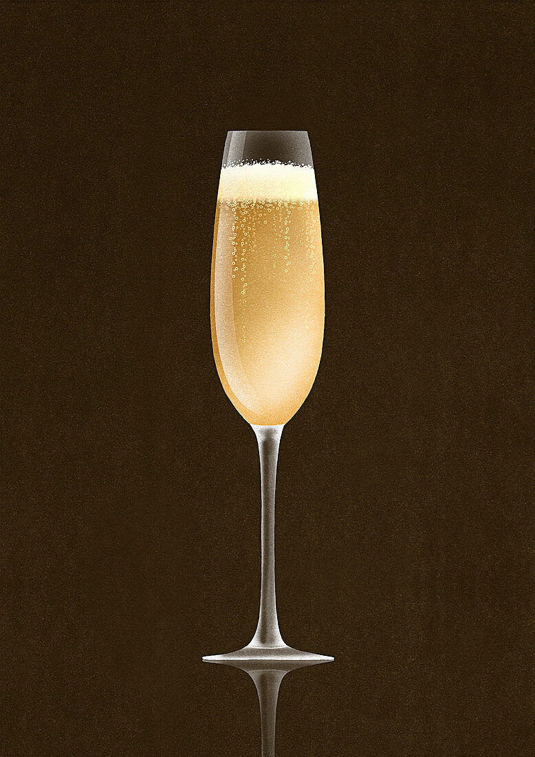 Champagne in champagne flute, illustration