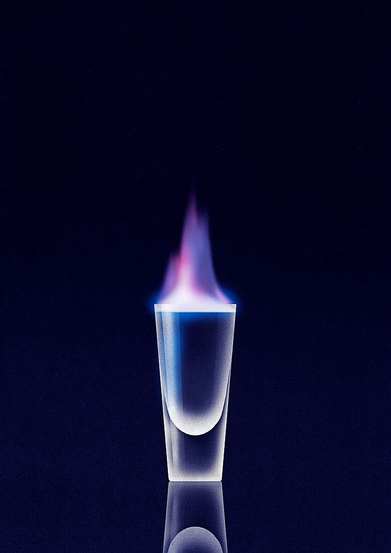 Flaming shot glass, illustration
