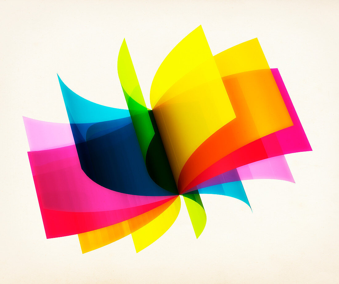 Rotating colourful sheets, illustration