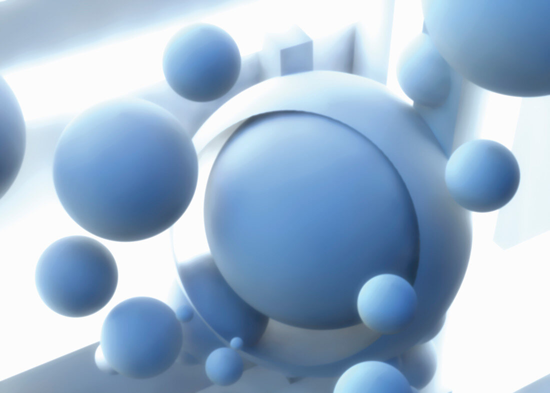 Floating blue spheres, illustration