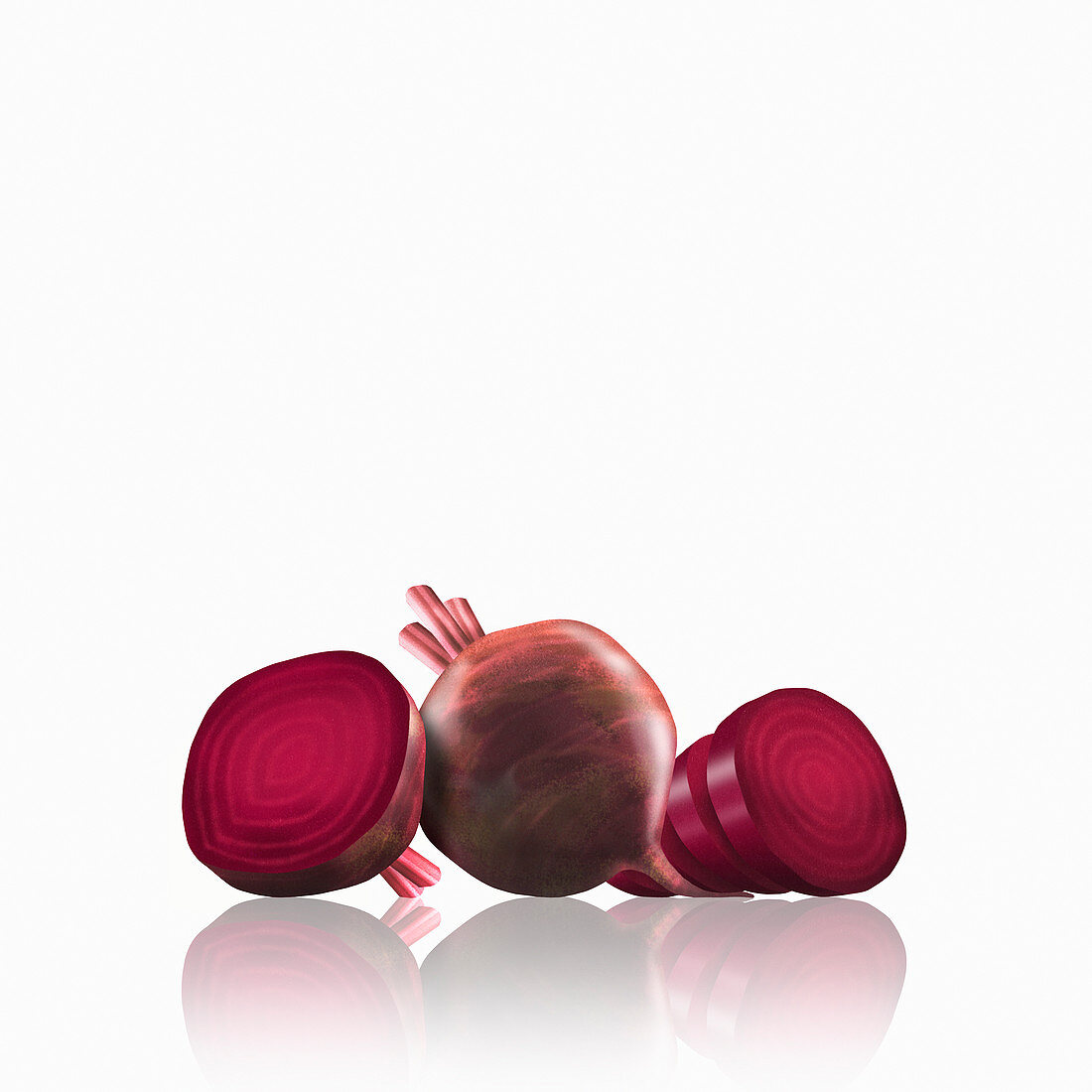Whole and cut beetroot, illustration