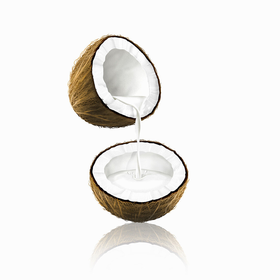 Coconut milk pouring from coconut, illustration