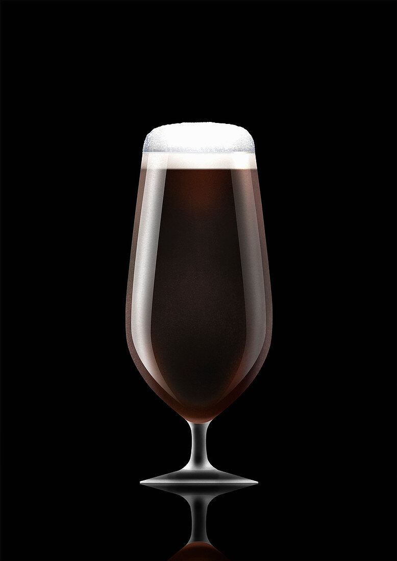 Stemmed glass of stout beer, illustration