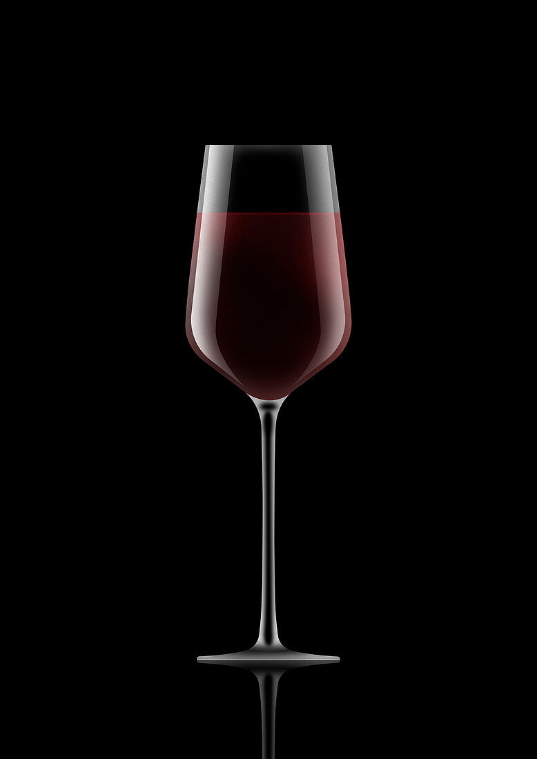Single glass of red wine, illustration