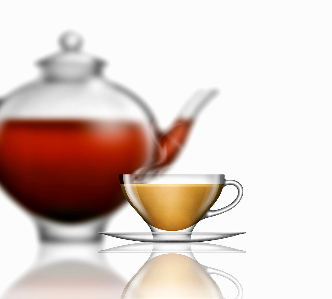 Tea with milk, illustration