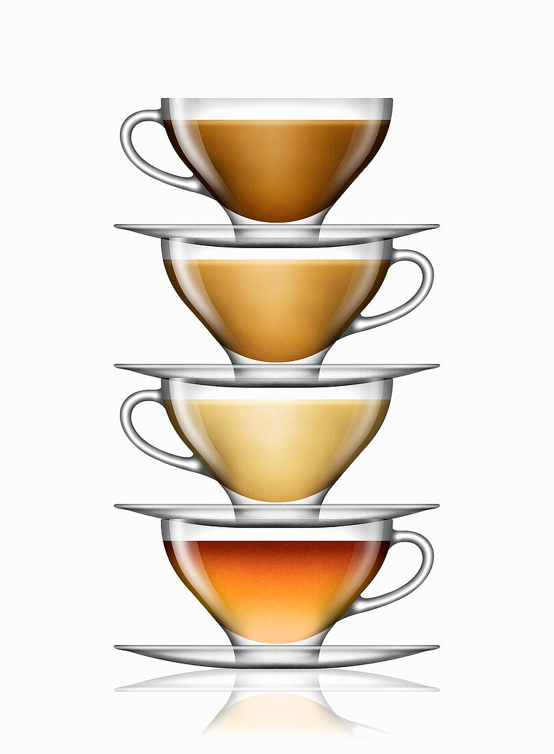 Stack of different teas, illustration