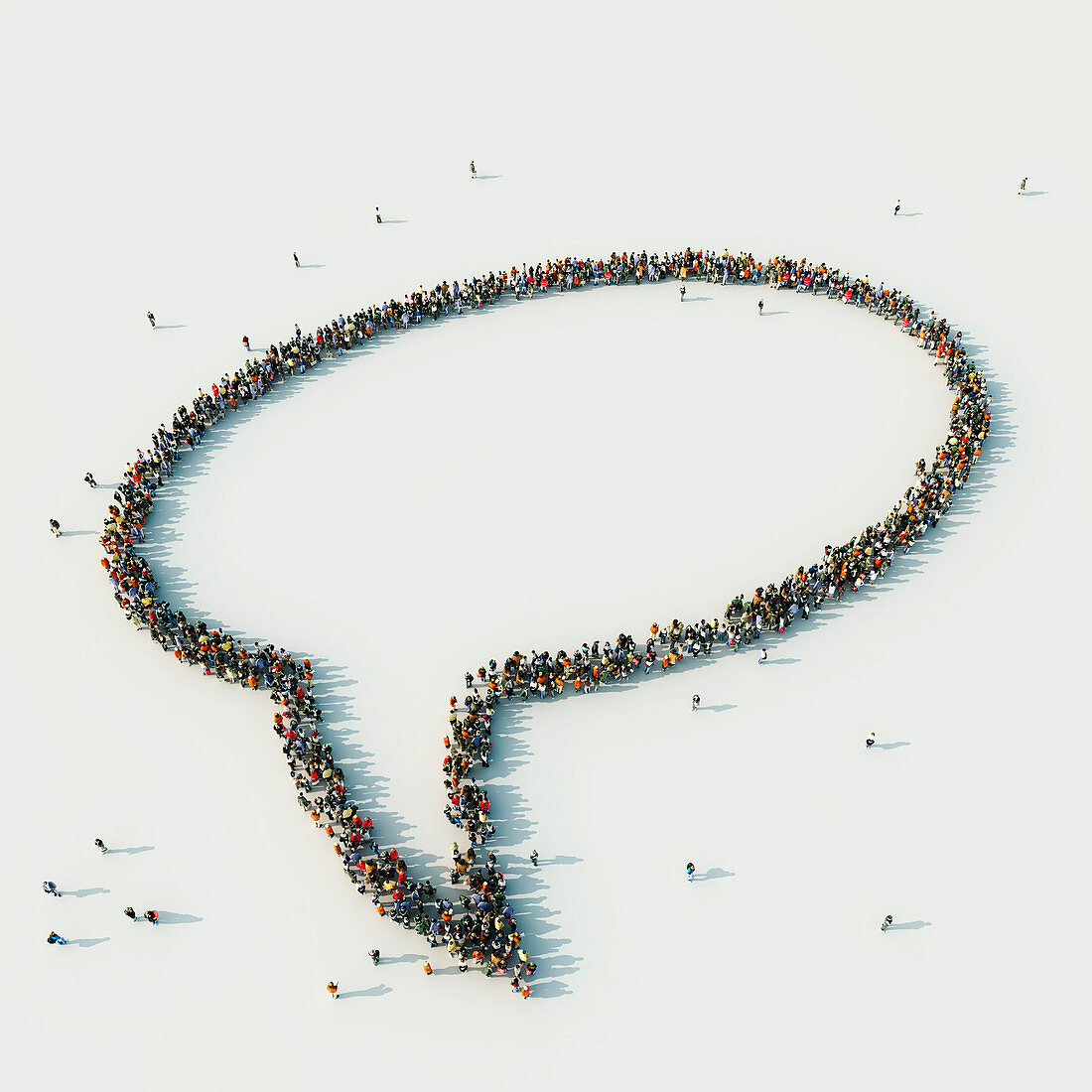 People arranged in speech bubble, illustration