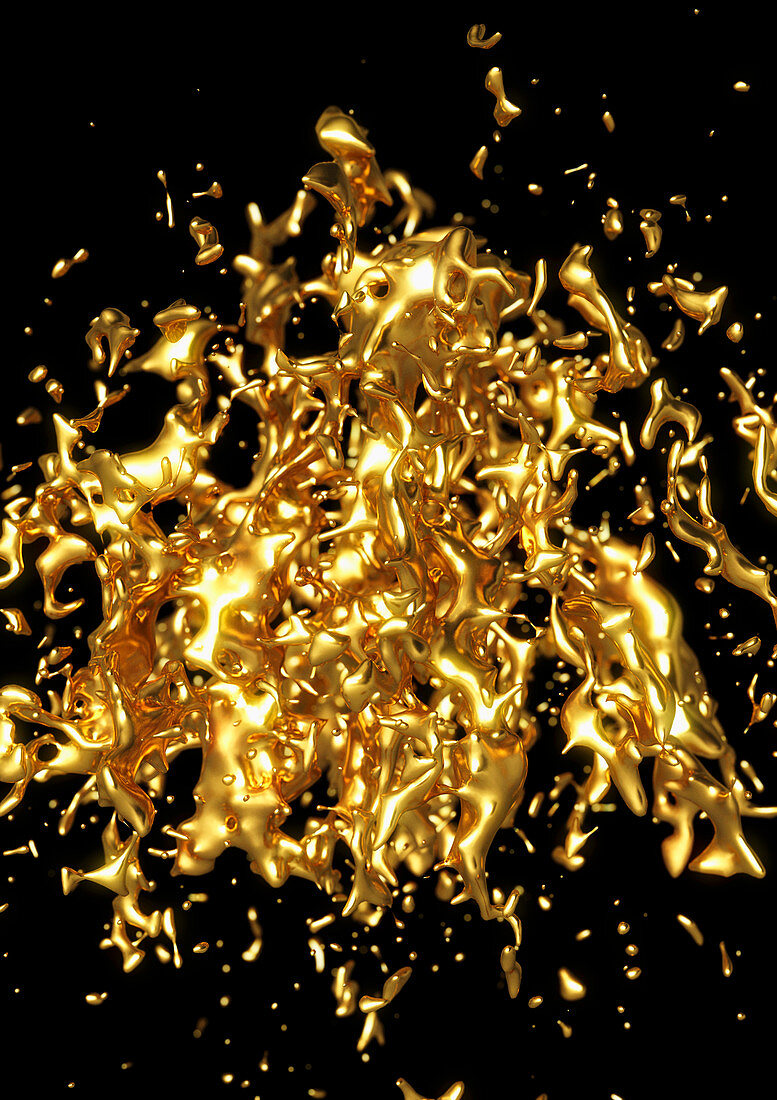 Splashing gold liquid, illustration