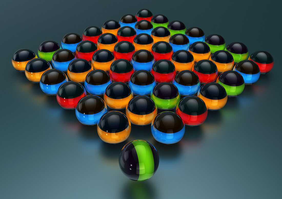Glowing balls arranged in grid, illustration